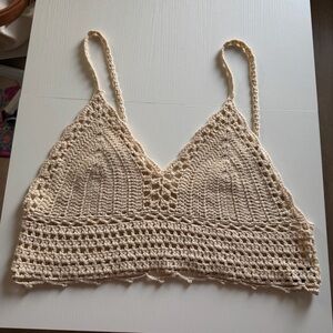 Cream crochet cropped cami